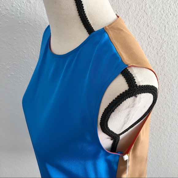 NWT DVF Fall 2017 colorblock silk sleeveless top - Picture 6 of 8